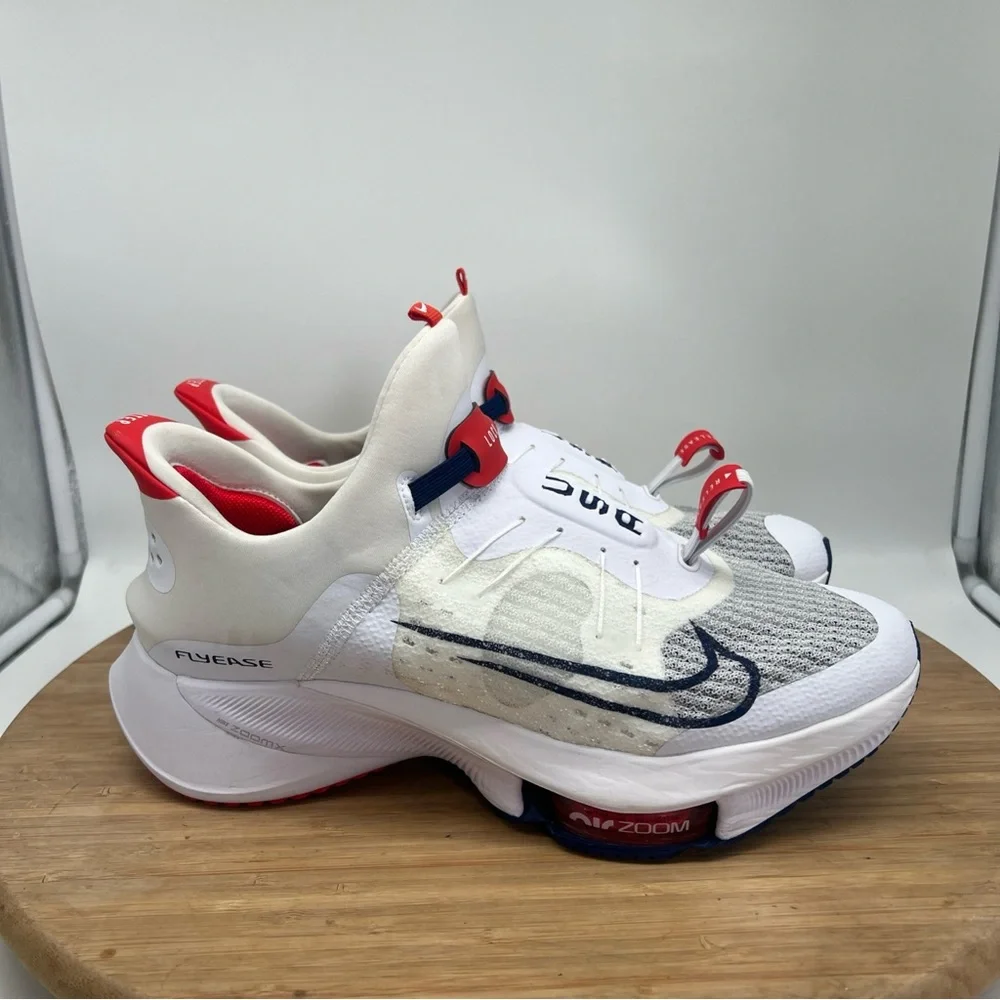 Nike Air Zoom Tempo NEXT FlyEase CV1889-100 White Blue Void Sneakers Size 12 New